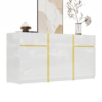 Aparador - Mueble De Salón - Mdf Y Tablero De Partículas - Blanco (160x40x78cm)