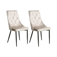 conjunto de 2 sillas de comedor modernas de terciopelo con patas de hierro negras con recubrimiento en polvo beige avenir