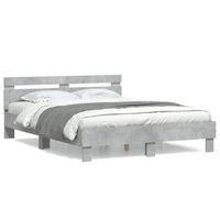 cama matrimonial  cama para adultos  cama con cabecero madera de ingenieria gris hormigon 140x190 cm