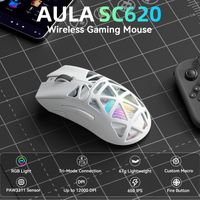 aula sc620 nuevo mouse para juegos con cablebluetooth24g paw3311 ligero ajustable 12000 dpi bateria de larga duracion pc e-sports gamer