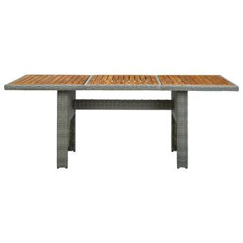 Mesa De Jardín | Mesa De Exterior Ratán Sintético Madera Maciza Acacia Gris Claro
