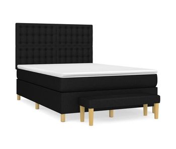 Cama box spring con colchón tela negro 140x190 cm botones