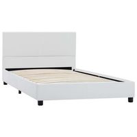 cama individual  estructura de cama sin colchon cuero sintetico blanco 90x200 cm cfw23381