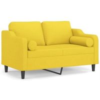 sofa de 2 plazas con cojines tela amarillo claro 120 cm vidaxl