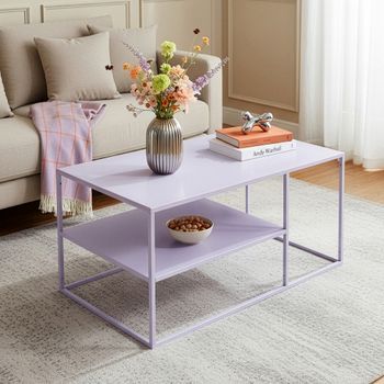 Mesa De Centro Solund Rectangular Acero 45x90x60 Cm - Violeta [en.casa]