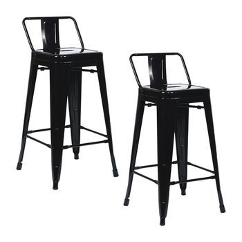 Pack 2 Taburetes Altos Industriales Apilables De Acero 41x41x85cm Thinia Home