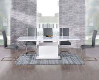 hailey 160cm white high gloss extending dining table with malaga chairs - grey 4 chairs