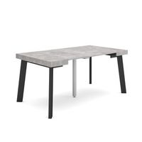 mesa consola extensible  mesa comedor plegable  160  para 8 comensales  patas de madera  estilo moderno  cemento