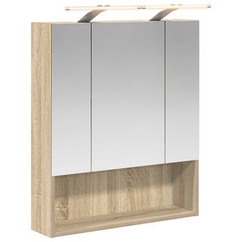 Armario Con Espejo De Baño | Mueble De Baño Roble Sonoma 60 X 14.5 X 70 Cm