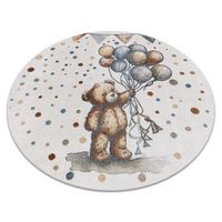 alfombra bono 9614 circulo oso globos crema  gris claro circulo 200 cm