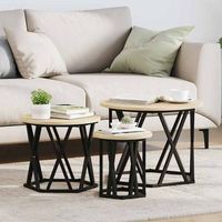 vidaxl mesa lateral nido 3 uds roble sonoma 53 x 53 x 40 cm