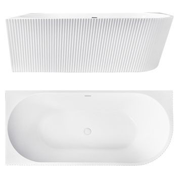 Bañera De Esquina Rea Wenus 170 Izquierda Tapa Oro Cepillado, White 170 X 80 X 57,5 Cm