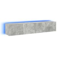 muebles tv de pared luces led 2 unidades gris hormigon 80x35x31 cm