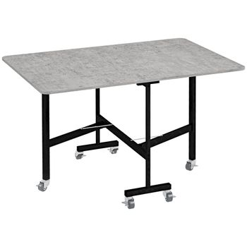 HOMCOM Mesa de comedor para 4-6 personas mesa plegable con ruedas estructura de acero 52,5-120x80x73 cm Gris   Aosom España