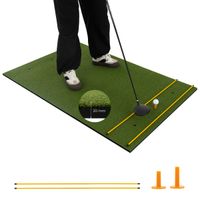 costway 3 en 1 tapete de golf de hierba sintetica con 2 tees 2 palos de alineacion y 3 orificios perforados para tees verde