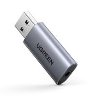 adaptador ugreen cm383 usb a jack 35mm carcasa aluminio compacto gris