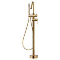 griferia de bano oro en acero y laton con cartucho ceramico y tubo flexible pvc