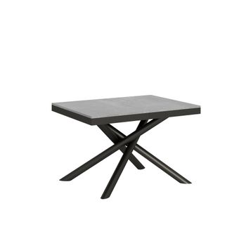 Mesa extensible 90x120/380 cm efecto madera gris cemento, hierro