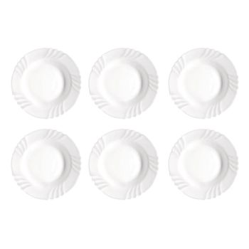 Set 6 platos hondos vidrio opal blanco 23 cm