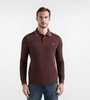 harmont  blaine para hombre lnr008021148 polo pique con ribetes chocolate l marron casual algodon manga larga