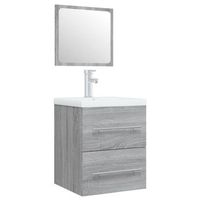 mueble de bano con lavabo madera contrachapada gris sonoma