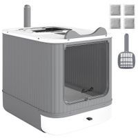 pawhut arenero para gatos cubierto m con tapa abatible salida superior pala bolsas desodorantes facil de limpiar blanco   aosom espana