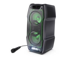SHARP PS-931 Party Speaker, microfono, TWS, Bluetooth, 2 x USB, 2 puertos 6,3 mm para microfono y guitarra, luces multicolor, 180W p. maxima, bateria litio integrada con hasta 13 horas de reproduccion