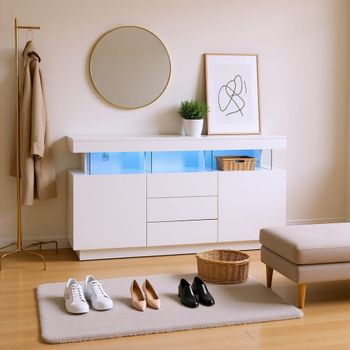 Zapatero LED de diseño blanco con almacenamiento cerrado