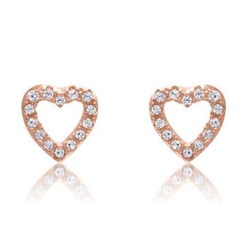 Pendientes de plata 925 en forma de corazón rosa