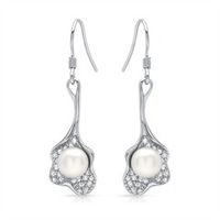 pendientes de plata 925 con perla y circonita