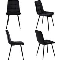 juego de 4 sillas de comedor - estructura de metal - tela de terciopelo - negro