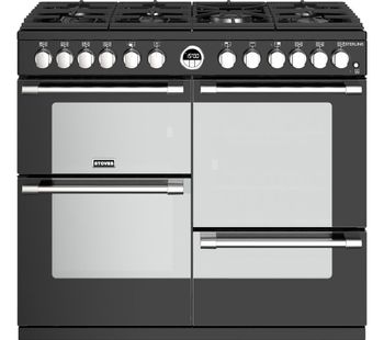 STOVES Sterling S1000DF BK 100 cm Dual Fuel Range Cooker - Black, Black