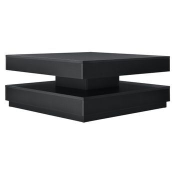 Mesa De Centro Florenz Con Tablero Giratorio 76x76x38 Cm - Negro [en.casa]