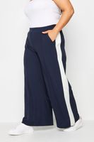 yours pantalon ancho azul marino franja lateral mujer curvy y tallas grandes yours