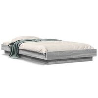 cama individual  cama para adultos  estructura cama con luces led madera gris sonoma 100x200 cm
