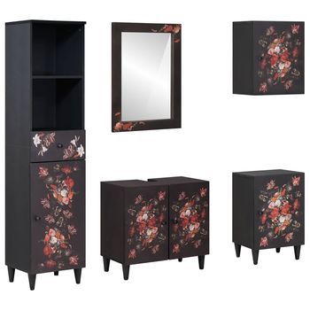 Juego De Muebles De Baño Con Cajón 5 Pcs Madera De Mango Maciza Vidaxl