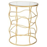 mesa auxiliar de metal dorado y cristal d46x60