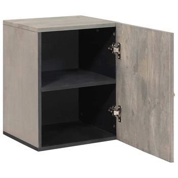 Armario De Pared Gris 38 X 33 X 48 Cm Madera De Mango Maciza