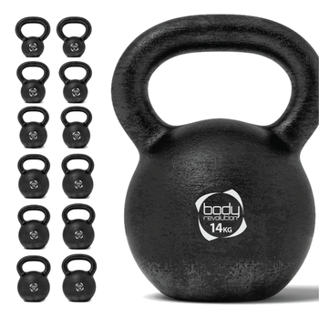 Pesa Rusa Kettlebell De Hierro Fundido - 14 Kg C/asa Ancha Y Ergonómica