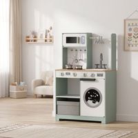 cocina de juguete con lavanderia maquina de hielo verde aiyaplay