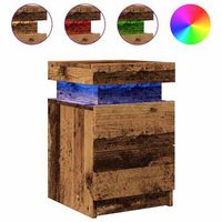 mesita de noche con led madera ingenieria envejecida 35x39x55cm vidaxl