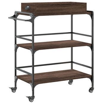 Carrito De Cocina，estantería De Cocina, Carrito De Servir Madera Ingeniería Marrón Roble 81,5x41x92,5cm