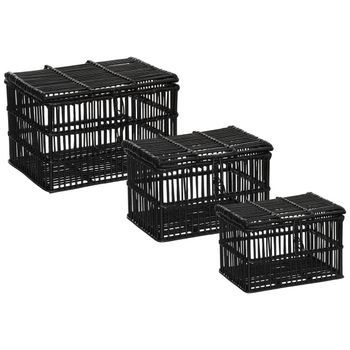 Lote De 3 Baúles De Ratán Negro L33 39 45,5cm - Atmosphera Createur D'interieur