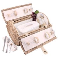 cesta picnic de mimbre opera beige para 4 personas