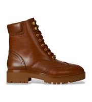 lauren ralph lauren para mujer 802977885001 botines de piel allyson marron 37 plano cordones cremallera casual