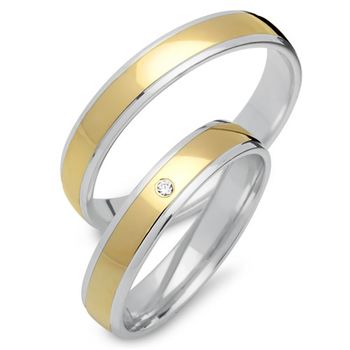 Alianzas 8 quilates oro amarillo-blanco con diamante