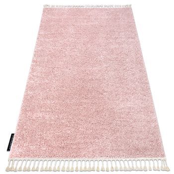 Alfombra Berber 9000 Rosado Franjas Bereber Marroquí Shaggy 80x150 Cm