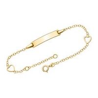 pulsera ident en oro 9 quilates con corazones