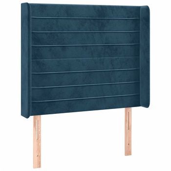 Cabecero Con Orejas De Terciopelo Azul Oscuro 93x16x118/128 Cm Vidaxl