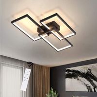 nettlife lampara de techo led 63w regulable con mando a distancia diseno moderno en metal negro para dormitorio comedor salon oficina